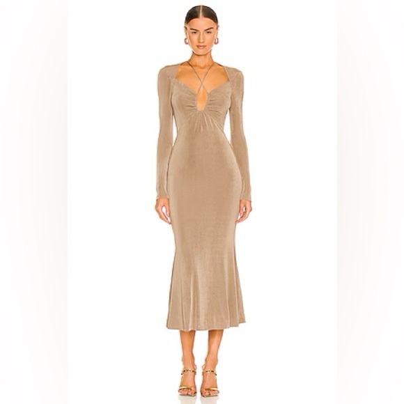 MISHA COLLECTION Dresses & Skirts - Misha Engracia Midi Dress Beige